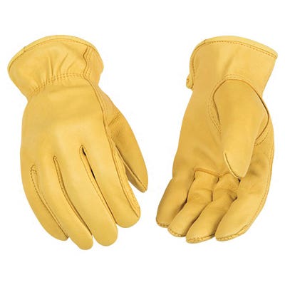 Kinco 90-2-L Driver's Gloves, Men's, L, Keystone Thumb, Shirred Elastic Cuff, Deerskin Leather, Gold