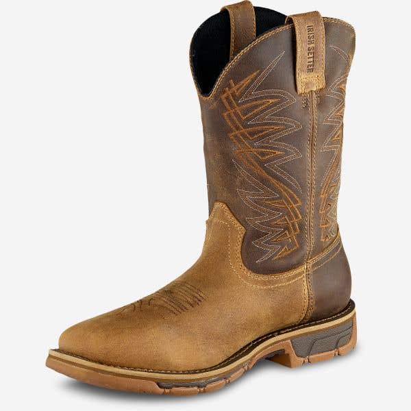 Irish Setter MARSHALL Series 83912-11EE Boots, Pull-On, EE W, 11, Brown/Tan, Leather