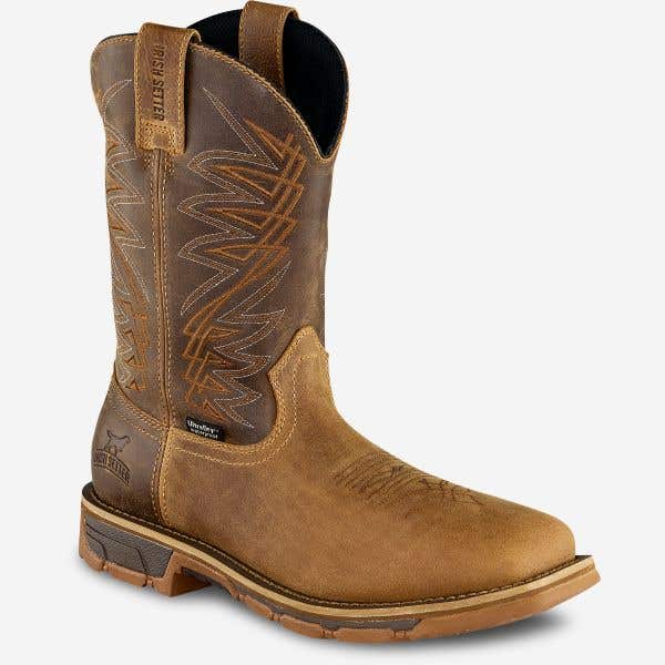 Irish Setter MARSHALL Series 83912-11.5D Boots, Pull-On, D W, 11.5, Brown/Tan, Leather, Safety Toe