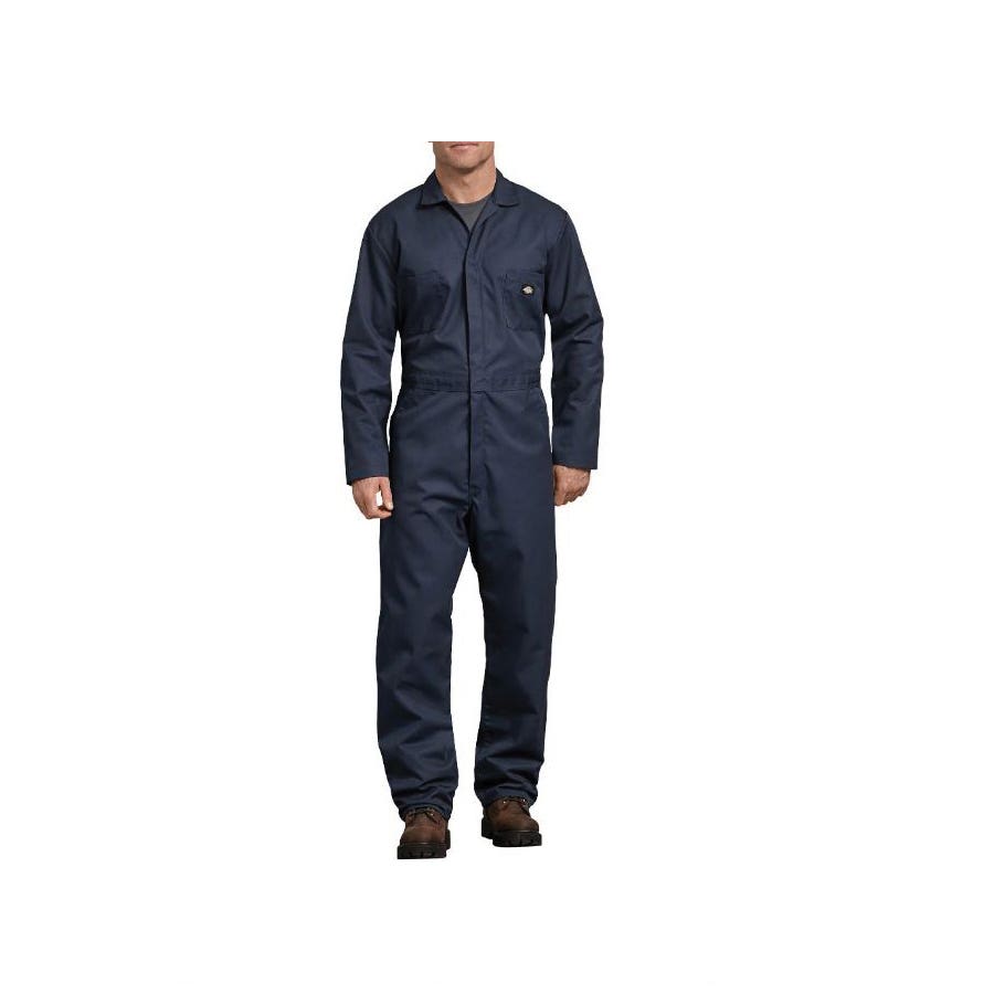 Dickies Blended Coveralls, XL, 42 to 48 in Chest, 34 to 38 in Waist, Cotton/Polyester, Dark Navy, Tall