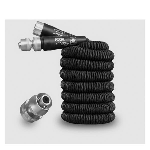 POCKET hose Silver Bullet Expanding Garden Hose, 3/4 in, 75 ft L, Plastic, Black