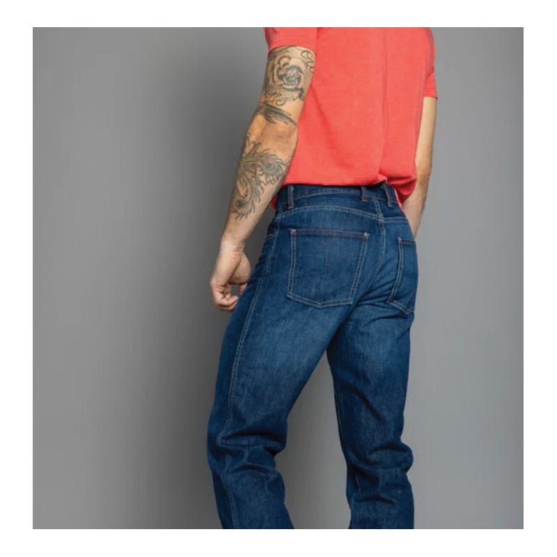 Kimes Ranch Jeans, 38 in Waist, 36 in L Inseam, Dark Wash Blue, Bootcut, Relaxed Fit