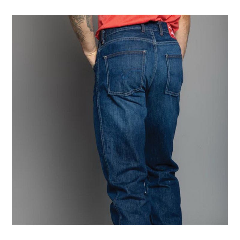 Kimes Ranch Jeans, 38 in Waist, 36 in L Inseam, Dark Wash Blue, Bootcut, Relaxed Fit
