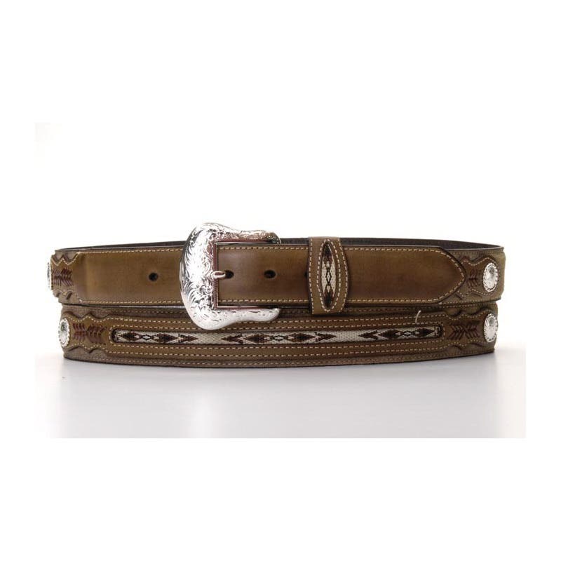 Nocona Belt, Men's, 44 in, Silver Buckle, Leather, Brown
