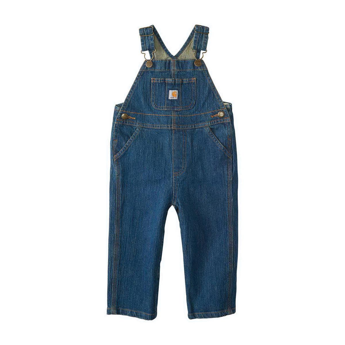 Carhartt CM8665-N1044TA Bib Overall, Boy's, 4T, Medium Wash, Cotton/Elastane Denim