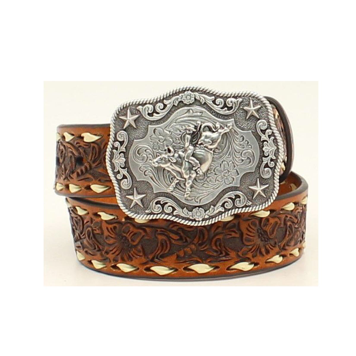 Nocona Western Belt, Boy's, 28 in, Silver Buckle, Leather, Tan