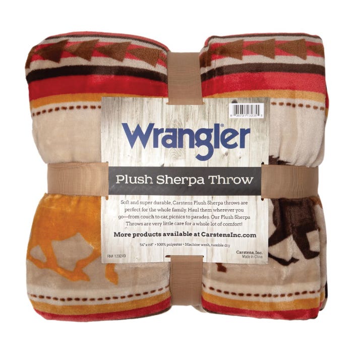Carstens Wrangler Running Horse Country Sherpa Fleece Throw Blanket