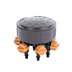 DIG Adjustable Drip Manifold, 1/2 x 1/4 in FPT x Barb, 6 -Port, EPDM/Plastic