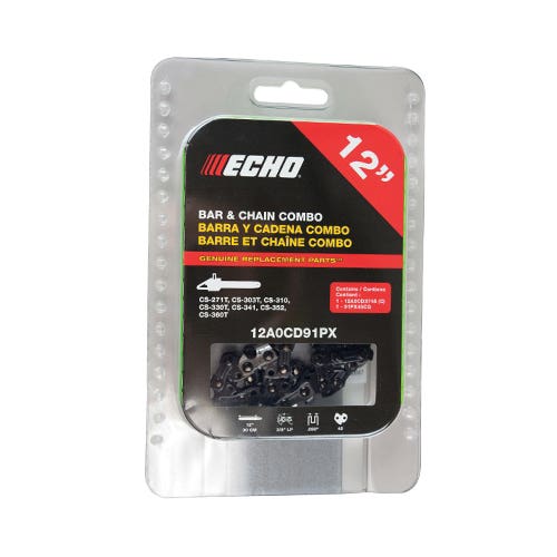 Echo 91PX45CQ Chainsaw Chain, 12 in L Bar, 0.05 ga, 3/8 in TPI/Pitch, 45-Link