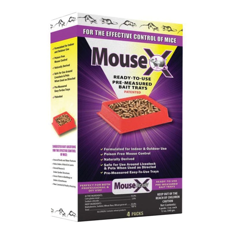 MouseX Ready Bait Tray, Pellet, Odorless, Gray/Tan Pack