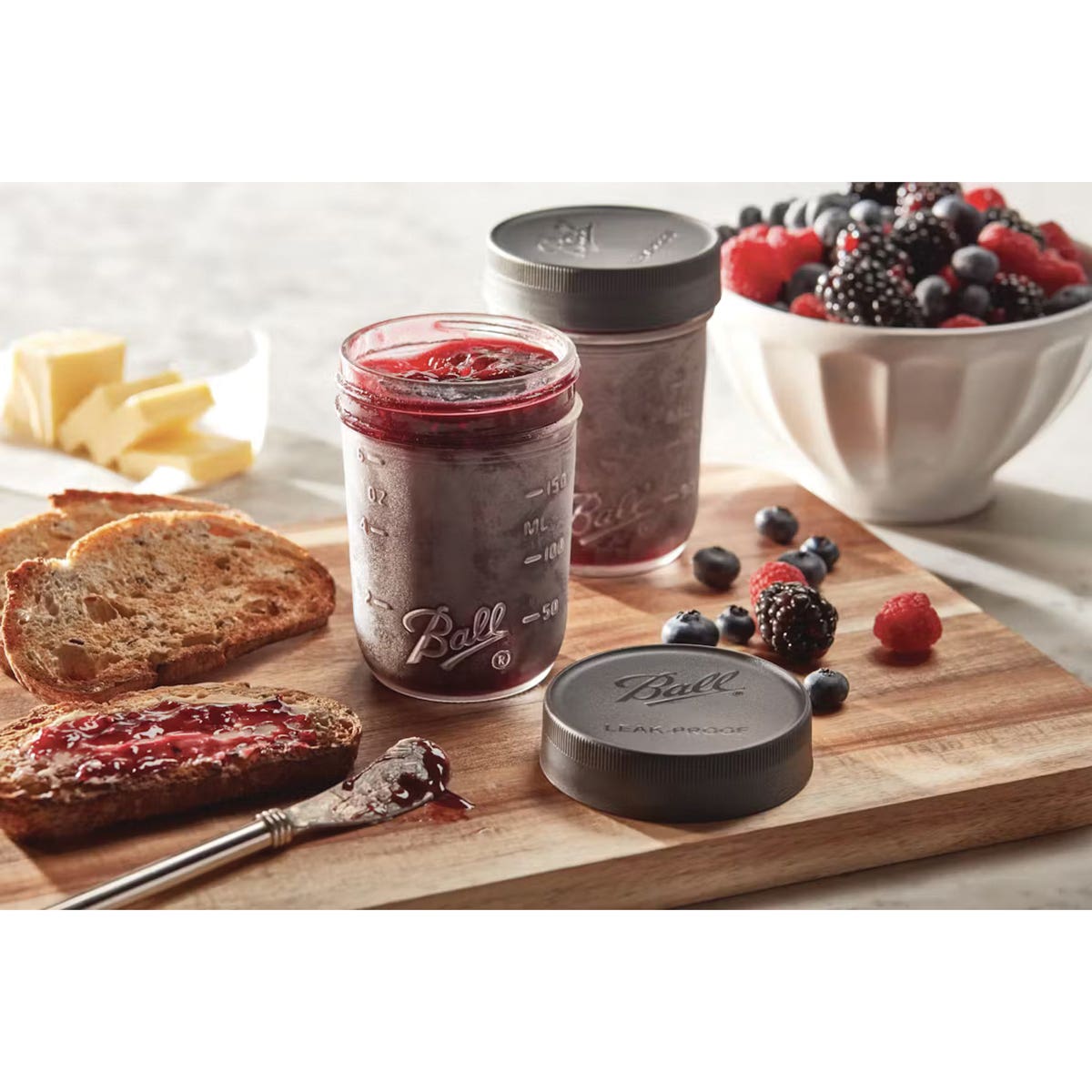 Ball Jar Lid, Plastic, Black Cap/Lid