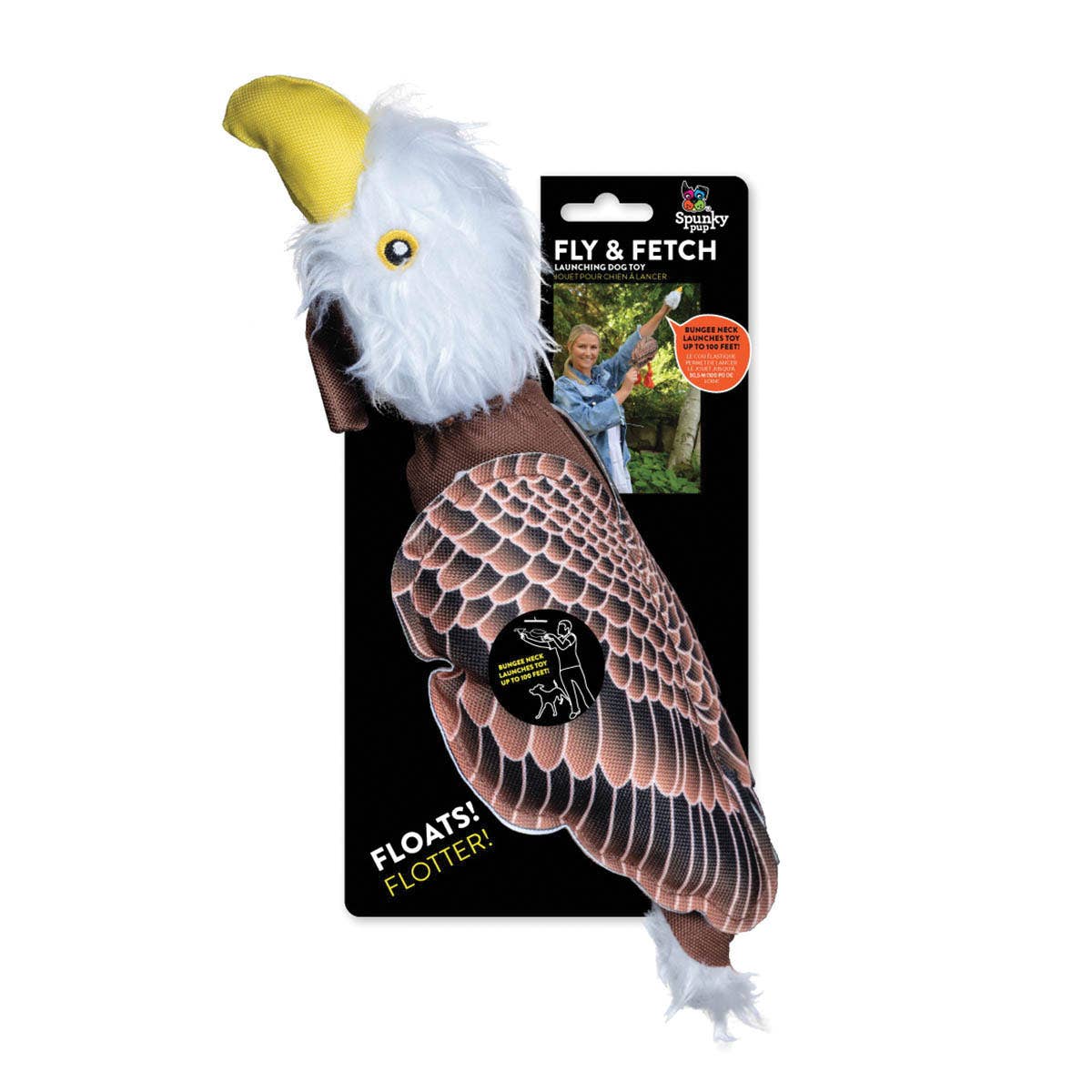 Spunky Pup 2043 Dog Toy, Fetch, Plush Toy, Fly and Eagle, Ballistic Nylon/Cotton