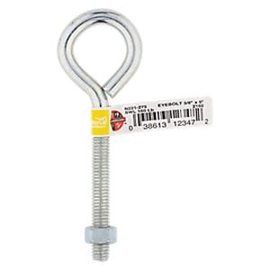 National Hardware N221-275 Heavy-Duty Eye Bolt, 3/8-16 Thread, Coarse Thread, 3 in L Thread, 1 in ID Dia Eye, Steel