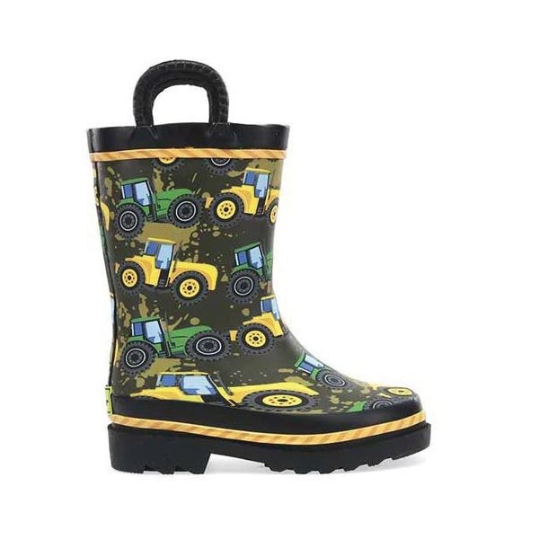 Western Chief Boy's Tractor Tough Rain Boots, 10, M W, Tractor, Taupe