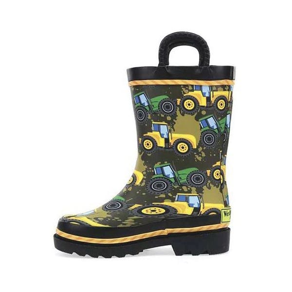 Western Chief Boy's Tractor Tough Rain Boots, 10, M W, Tractor, Taupe