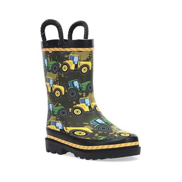 Western Chief Boy's Tractor Tough Rain Boots, 10, M W, Tractor, Taupe