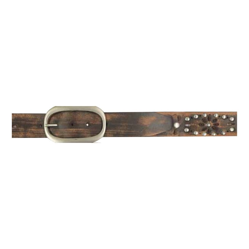 G-Bar-D 6543300-200 L Belt, Women's, L, Oval Buckle, Antique Nickel Buckle, Buffalo Leather, Brown, Buckle