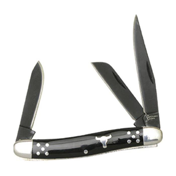 American Buffalo CC0001BD Angus Stockman Knife, 2-1/2 in L Blade, Stainless Steel Blade, 2-Blade, Black Handle