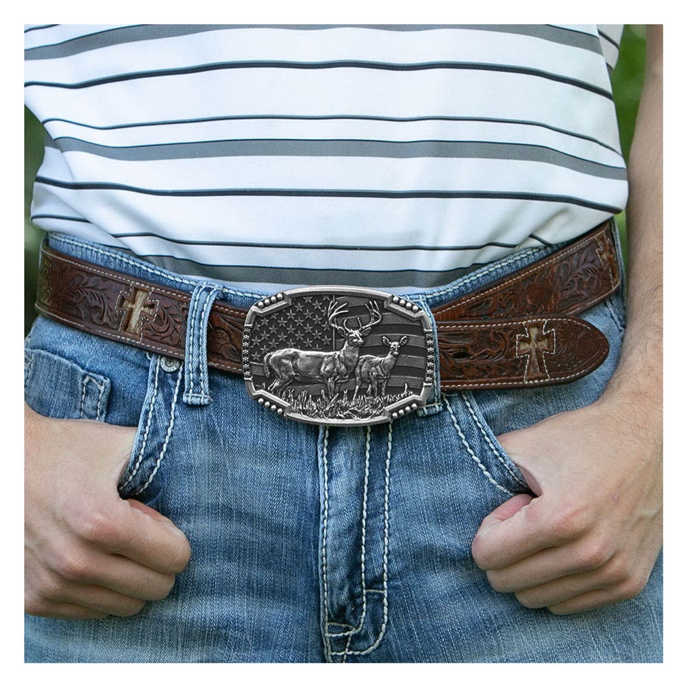 Montana Silversmiths Matched Pair Deer Buckle