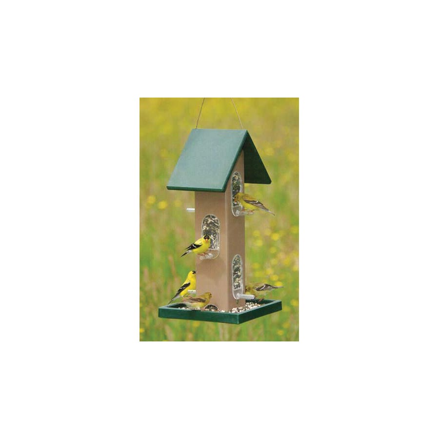 Songbird ESSENTIALS Tube Bird Feeder, 17-1/2 in H, 4 qt, Plastic, Hunter Green, Hanging Mounting
