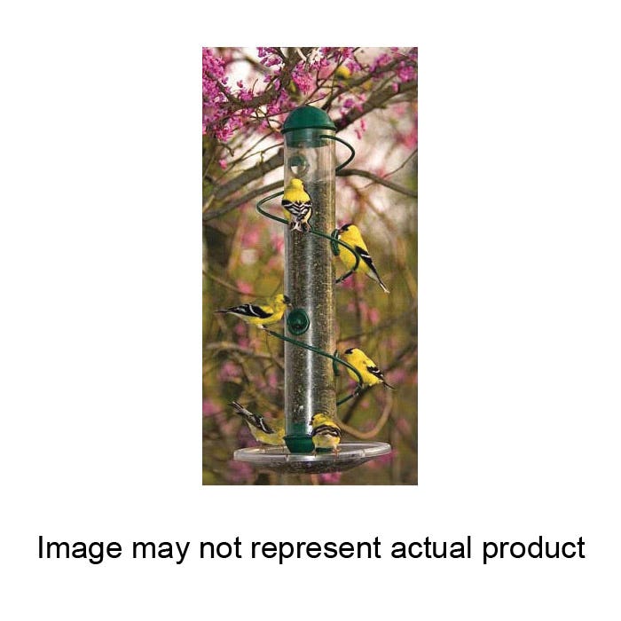 Songbird ESSENTIALS Bird Feeder, 5-1/4 in H, Spiral, 2.5 qt, Aluminum/Stainless Steel, Green