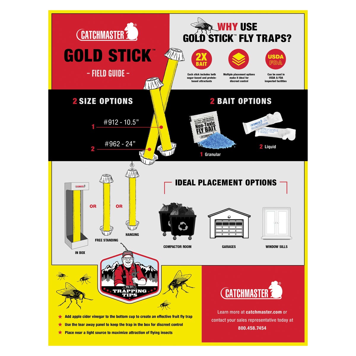 Catchmaster Gold Stick Fly Trap, Unscented