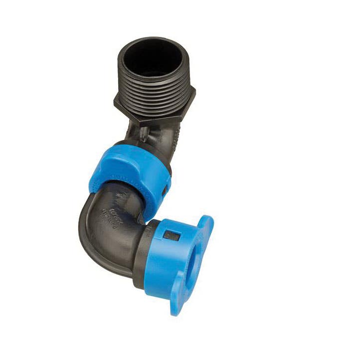 Orbit Blu-Lock 31986 Swing Joint, 1/2 x 3/4 in, MPT, ABS, Black/Blue