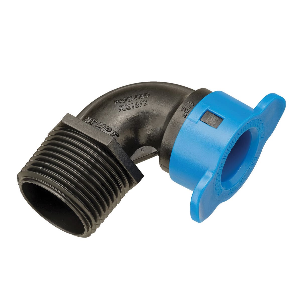 Orbit Irrigation Products Blu-Lock Series 31971 Pipe Elbow, 1/2 x 3/4 in, 90 deg Angle, ABS, Black, 220 psi Pressure