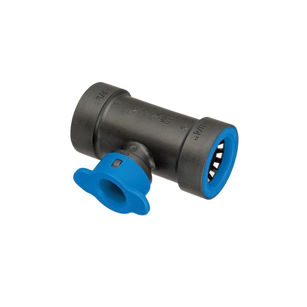 Orbit Blu-Lock Series 31373 Blu-Lock Pipe Tee, 3/4 x 1/2 in, Push-to-Connect