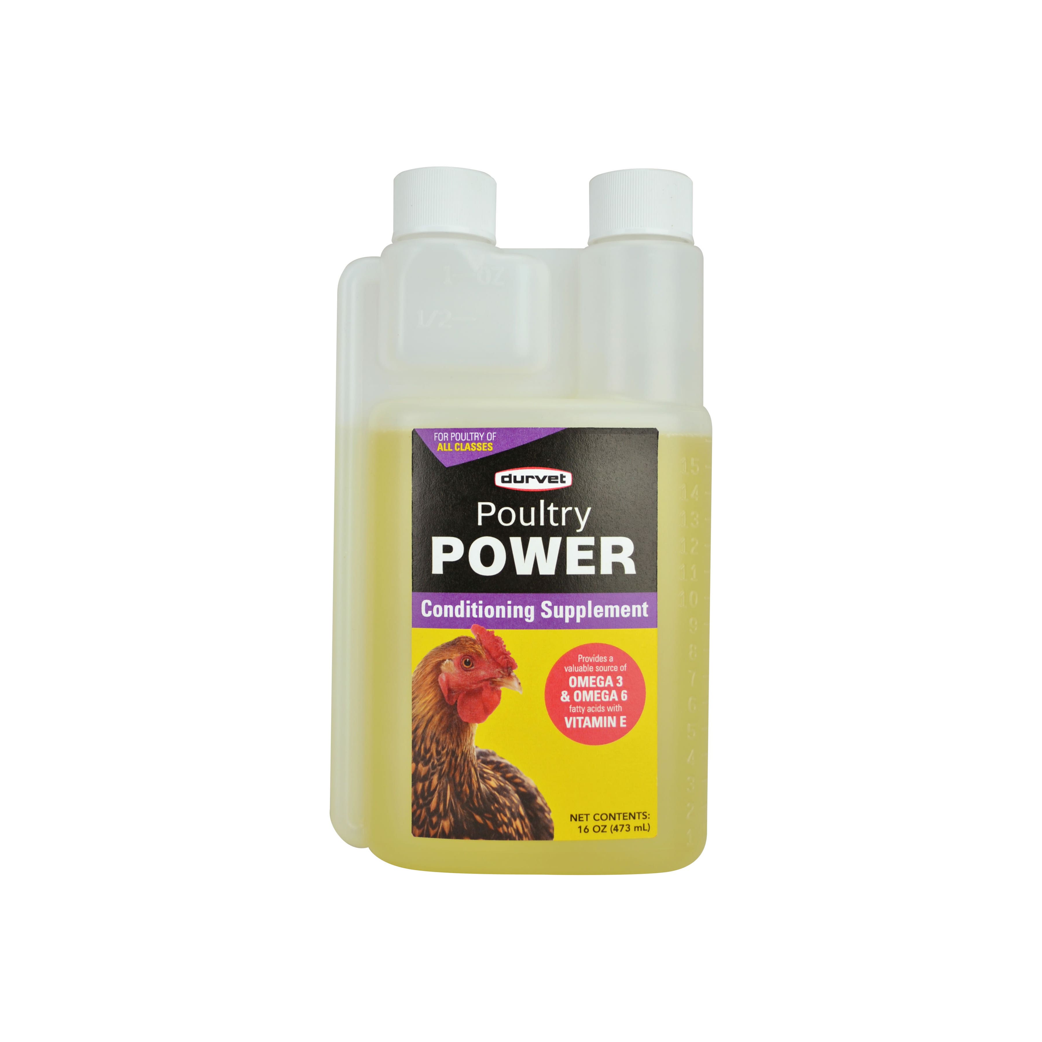 Durvet 10611 Poultry Power Supplement, Liquid, Light/Dark Tan, 16 oz Bottle