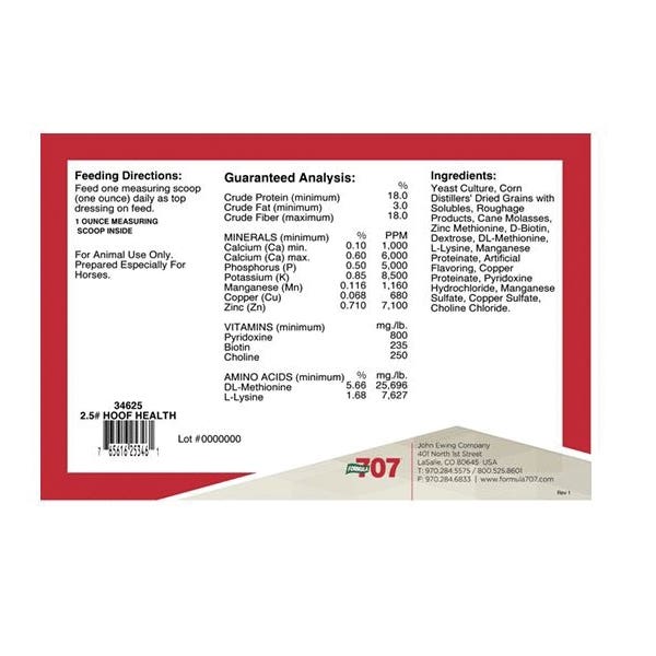Formula 707 Hoof Health Pellet Supplement 5 lb Bucket