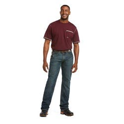 Ariat Rebar M5 Series Jeans, 35 in, 32 in L, Ironside, Slim, Straight, Stretchable