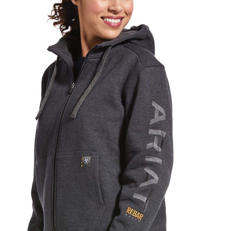 Ariat Rebar Series 2X All-Weather Hoodie, 2XL, Cotton/Polyester, Charcoal Heather