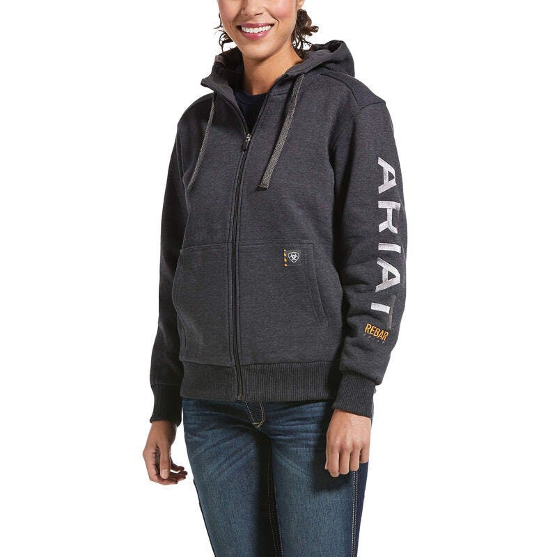 Ariat Rebar Series 2X All-Weather Hoodie, 2XL, Cotton/Polyester, Charcoal Heather