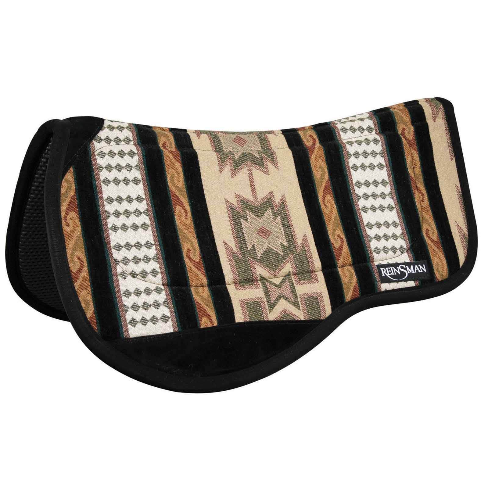 Reinsman Contour Trail Saddle Pad, Horse, 3/4 in Thick, Hi-Tech Fiber/Tacky Too, Running Bull Onyx
