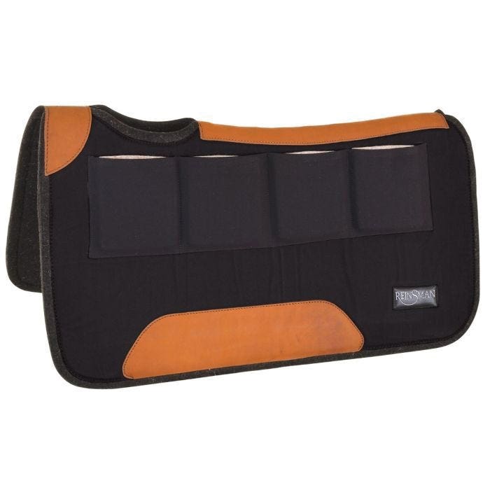 Reinsman 4 Ranch Pro Square Contour Pad, 7/8 in Thick, Wool, Black Duck Canvas