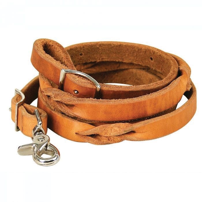 Reinsman Knotted Competition Rein, 7-1/2 ft L, 3/4 in W, Conway Buckle, Harness Leather