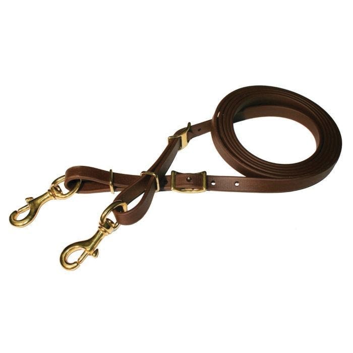 Tucker Classic Beta Split Rein, 7 ft L, 5/8 in W, Conway Buckle, Biothane, Brown