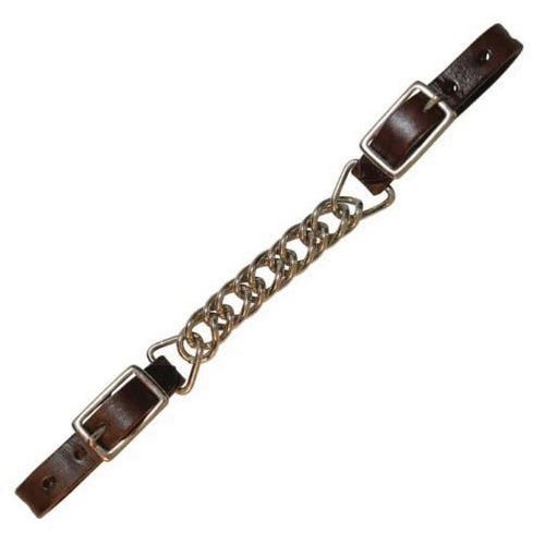 Circle Y Curb Chain, Flat, Leather, Walnut