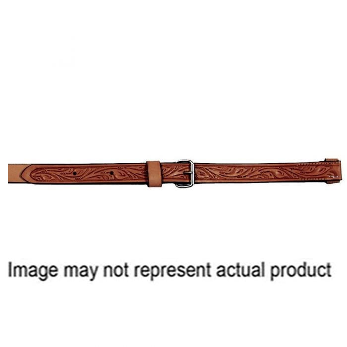 Circle Y Floral Flank Clinch, 57 in L, 1-1/2 in W, Leather/Stainless Steel, Walnut