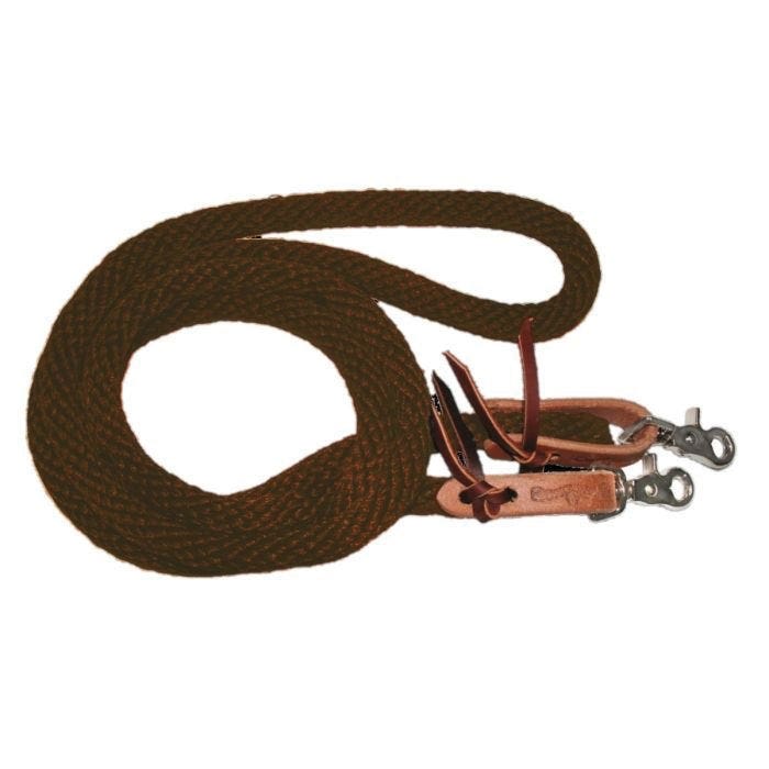 Circle Y Roper Rein, 8 ft L, 3/4 in W, Leather/Nylon, Brown