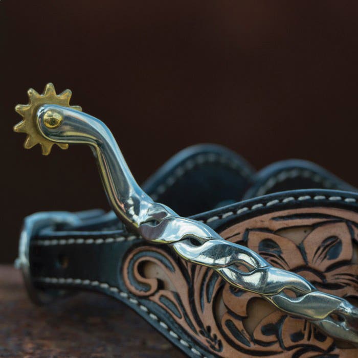 Circle Y Filigree Spur Strap, Men's, Filigree Floral Tooled, Leather, Tan