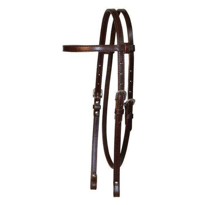 Circle Y Browband Headstall, Horse, Stitched/Plain, Leather, Walnut