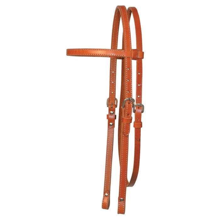 Circle Y Browband Headstall, Horse, Stitched/Plain, Leather, Regular Oil