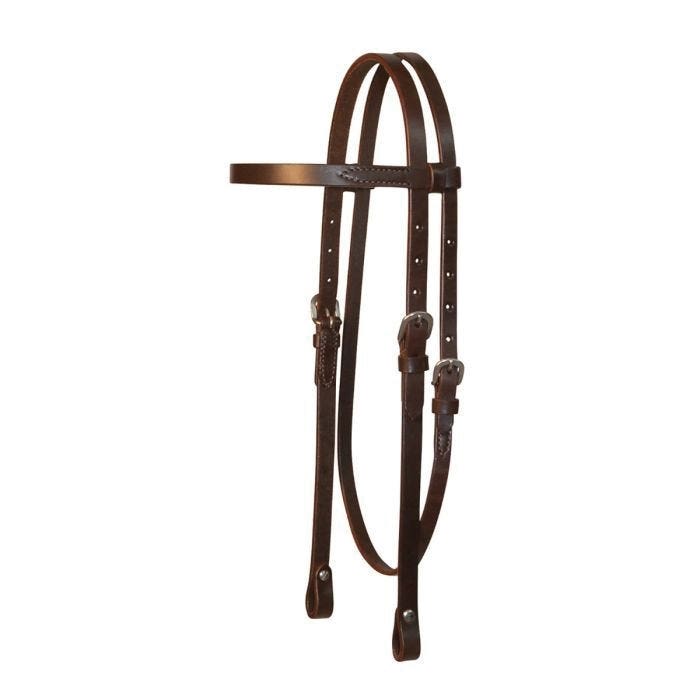 Circle Y Lightweight Browband Headstall, Horse, Classic, Single-Ply, Adjustment Buckle, Leather, Walnut