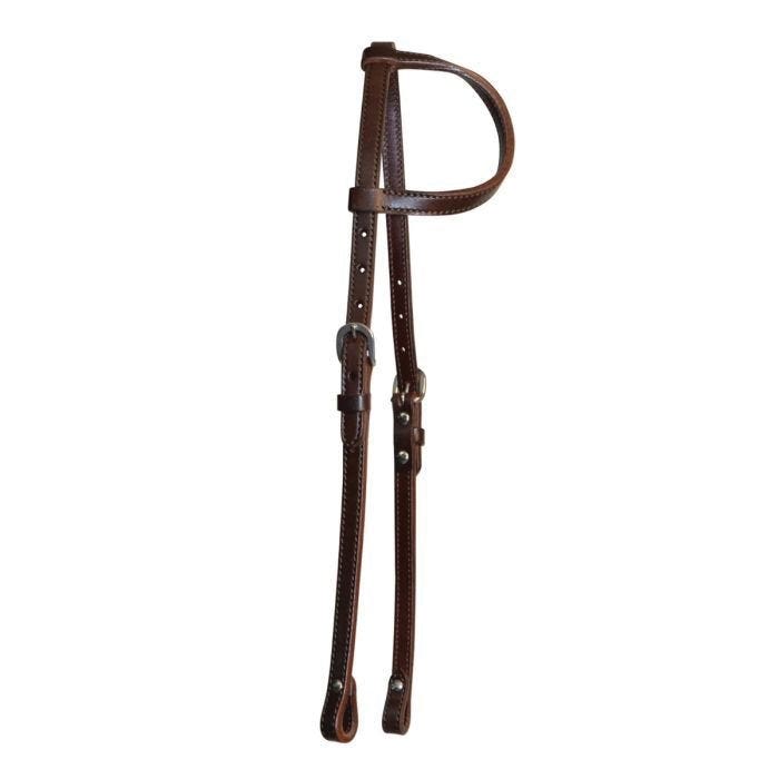 Circle Y One Ear Headstall, Horse, Classic, Double-Ply, Adjustment Buckle, Leather, Walnut