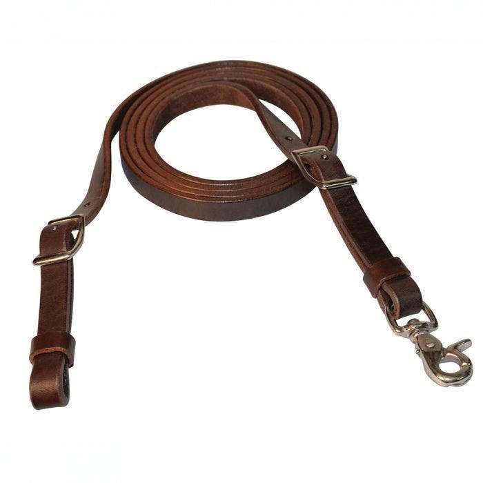 Circle Y Contest Rein, 7 ft L, 5/8 in W, Conway Buckle, Leather, Walnut