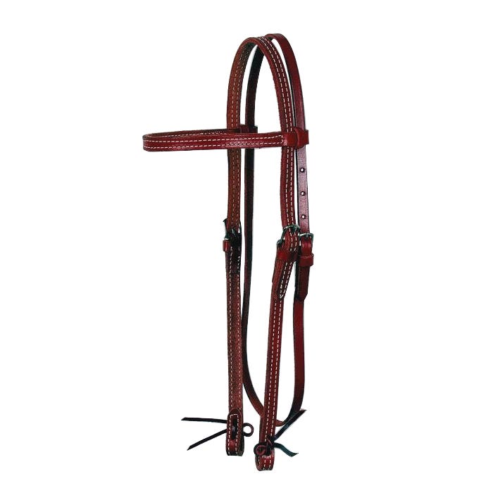 Circle Y Browband Headstall, Horse, Classic, Stitched/Plain, Leather, Walnut
