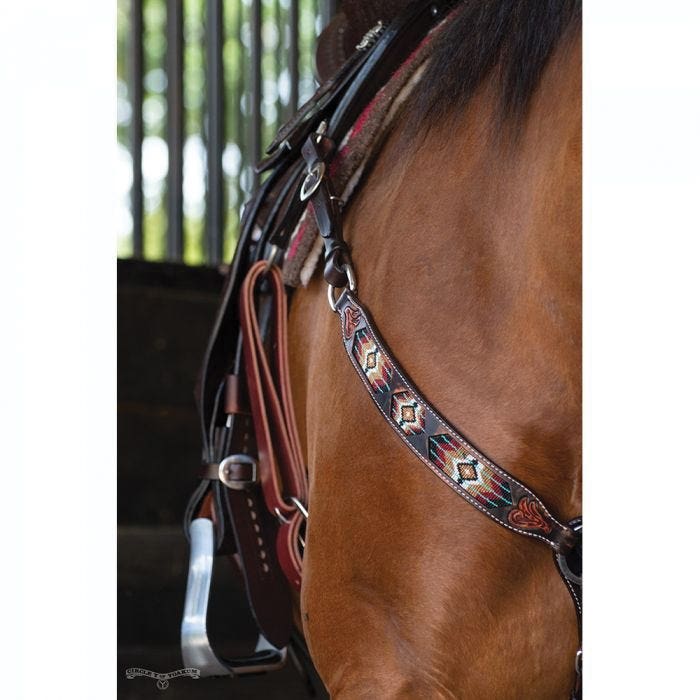 Circle Y Breast Collar, 1-3/4 in W, Leather, Multi-Color