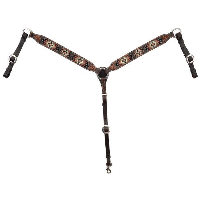 Circle Y Breast Collar, 1-3/4 in W, Leather, Multi-Color